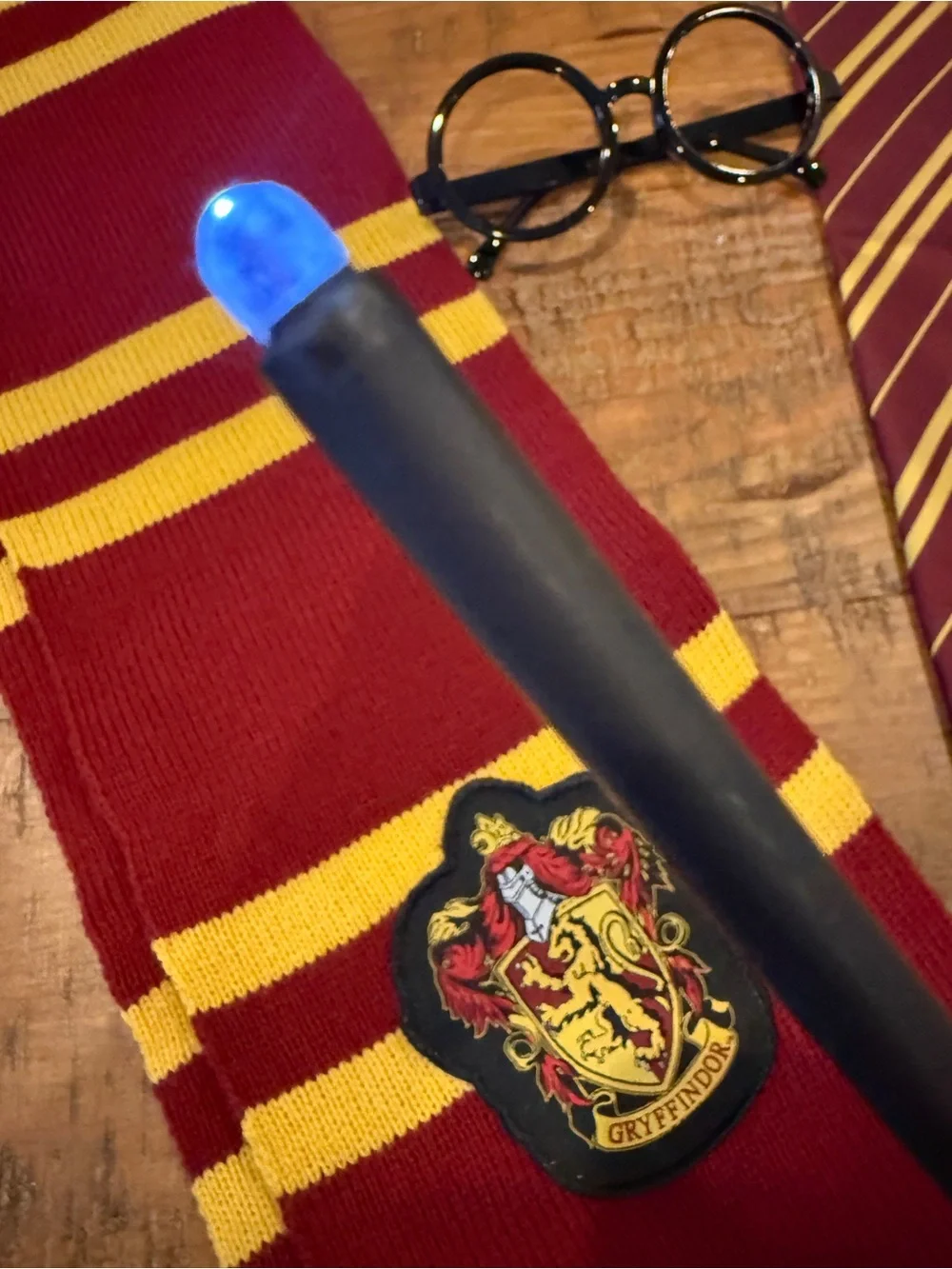Kids Burgundy and Yellow Gryffindor-Inspired Scarf & Tie Costume Set